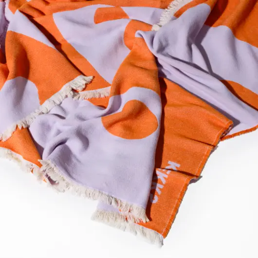 KLEKKS Baumwolldecke "GRAFIC" orange flieder140x200cm