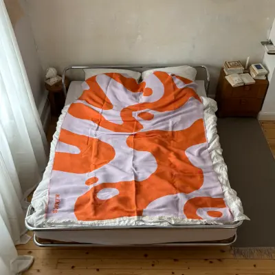 KLEKKS Baumwolldecke "GRAFIC" orange flieder140x200cm