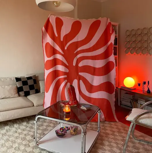 KLEKKS Baumwolldecke "SUN" rosa rot140x200cm