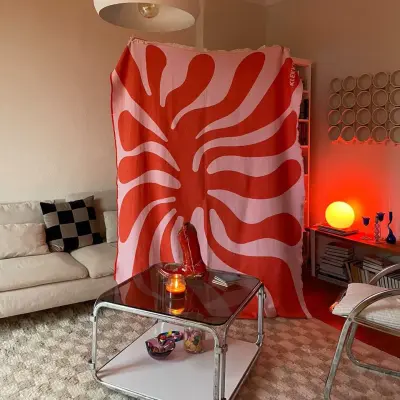 KLEKKS Baumwolldecke "SUN" rosa rot140x200cm