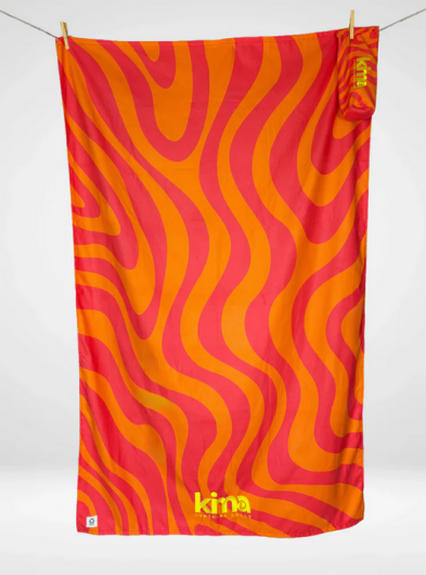 KIMA Strandhandtuch "Wavy Bonbon" XXL 180x110cm Mikrofaser