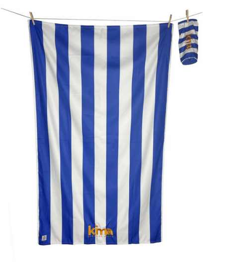 KIMA Strandhandtuch "Stripe" blau weiß XXL 180x110cm Mikrofaser gestreift