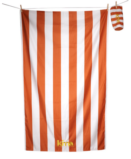 KIMA Strandhandtuch "Stripe" terracotta weiß XXL 180x110cm Mikrofaser gestreift
