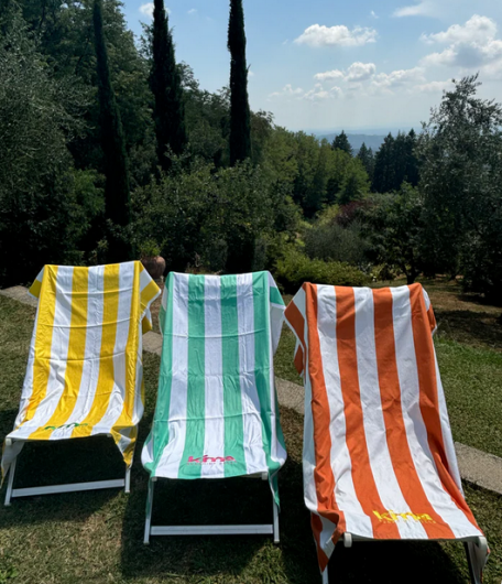 KIMA Strandhandtuch "Stripe" terracotta weiß XXL 180x110cm Mikrofaser gestreift