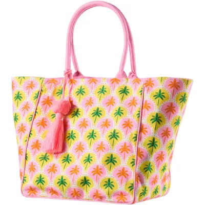 N.Y.A. | Soul Kathrine Shopper Tasche Palmen | Pink Orange
