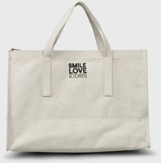 N.Y.A. | 10Days Canvas Shopper große Tasche "SMILE LOVE" ecru mit Schrift