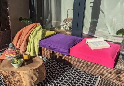 H.O.C.K. Classic Uni Outdoor Matratzenkissen 50x50x10cm gelb