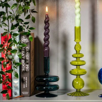 Maegen Kerzenständer Glas für Stabkerzen lime green 28cm hoch