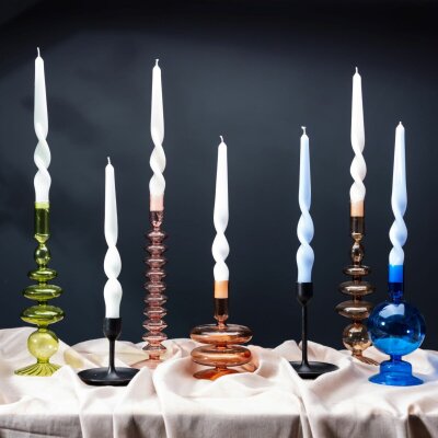 Maegen Kerzenständer Glas für Stabkerzen lila 31cm hoch