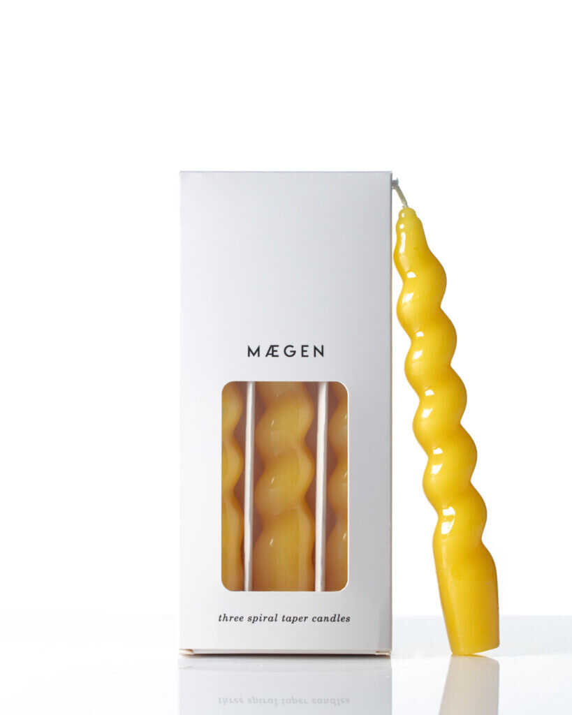 Maegen Stabkerzen 3er Pack klein Spiral gelb