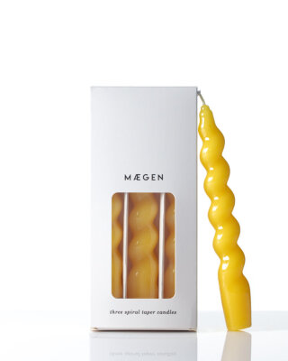 Maegen Stabkerzen 3er Pack klein Spiral gelb