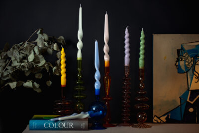 Maegen Stabkerzen 3er Pack klein Spiral gelb