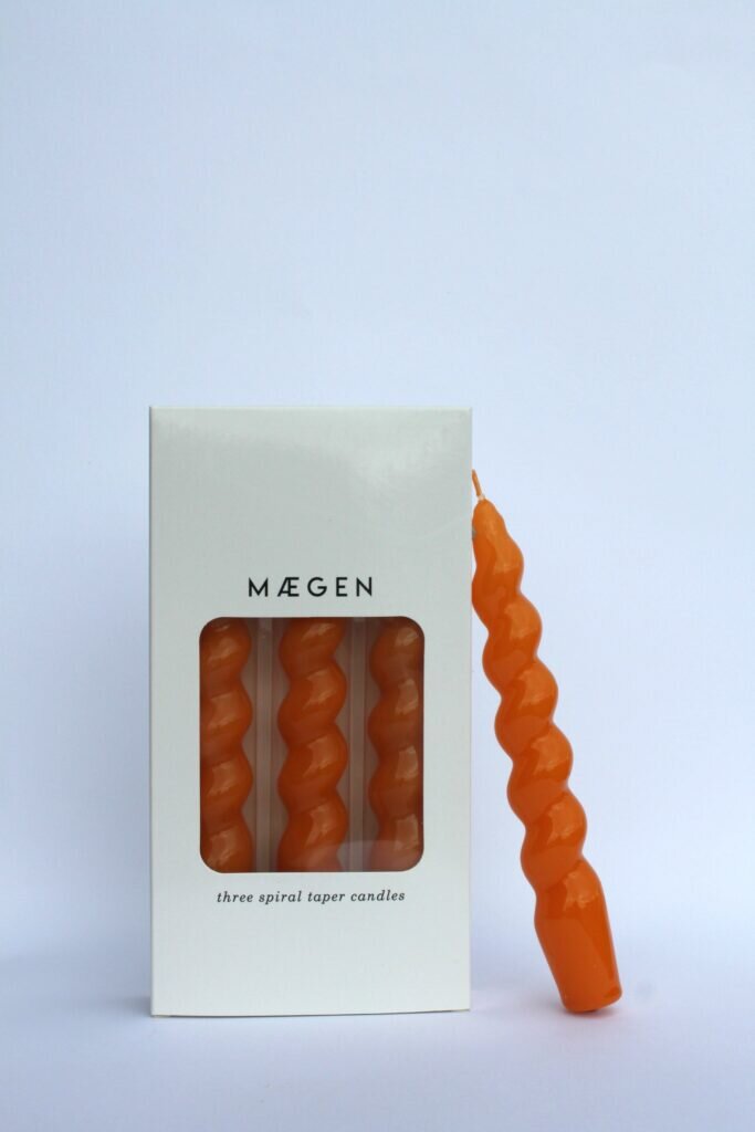Maegen Stabkerzen 3er Pack klein Spiral orange