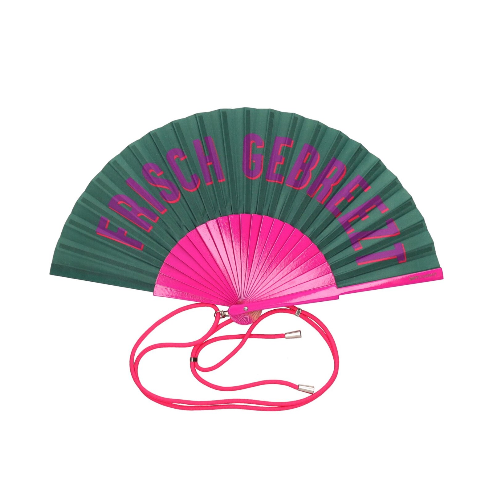 GIFTY Fächer mit Umhängeband "Frisch Gebreezt" grün / pink