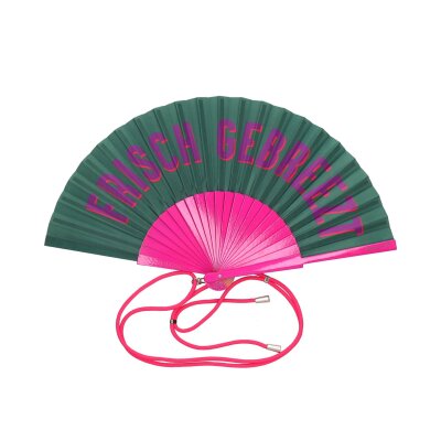 GIFTY Fächer mit Umhängeband "Frisch Gebreezt" grün / pink