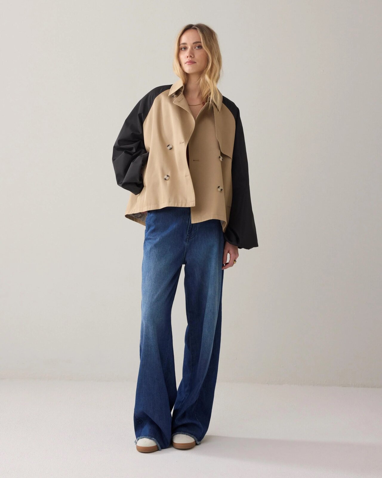 N.Y.A. | Summum Oversized Trenchcode Kontrast beige L