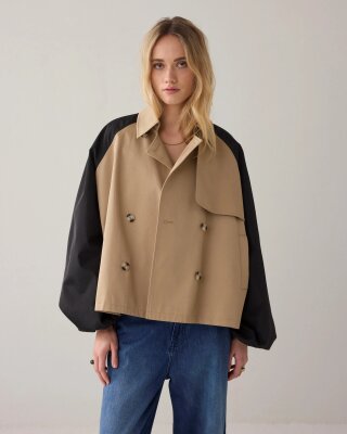 N.Y.A. | Summum Oversized Trenchcode Kontrast beige M