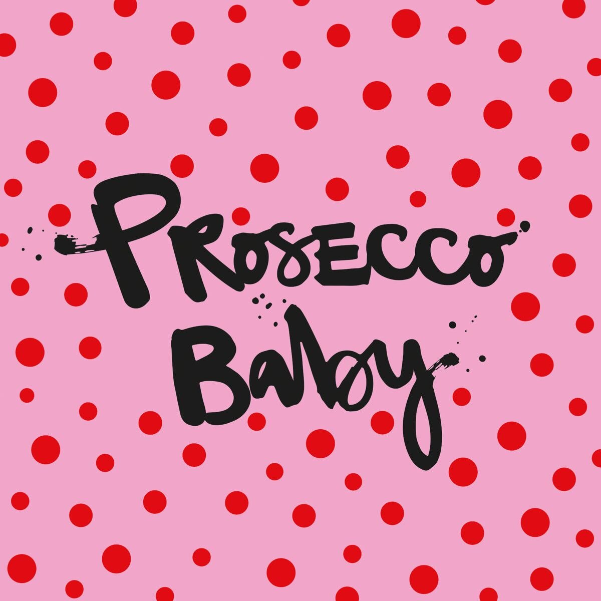 ppd Servietten "Prosecco Baby" 33x33cm rosa mit roten Punkten Napkin