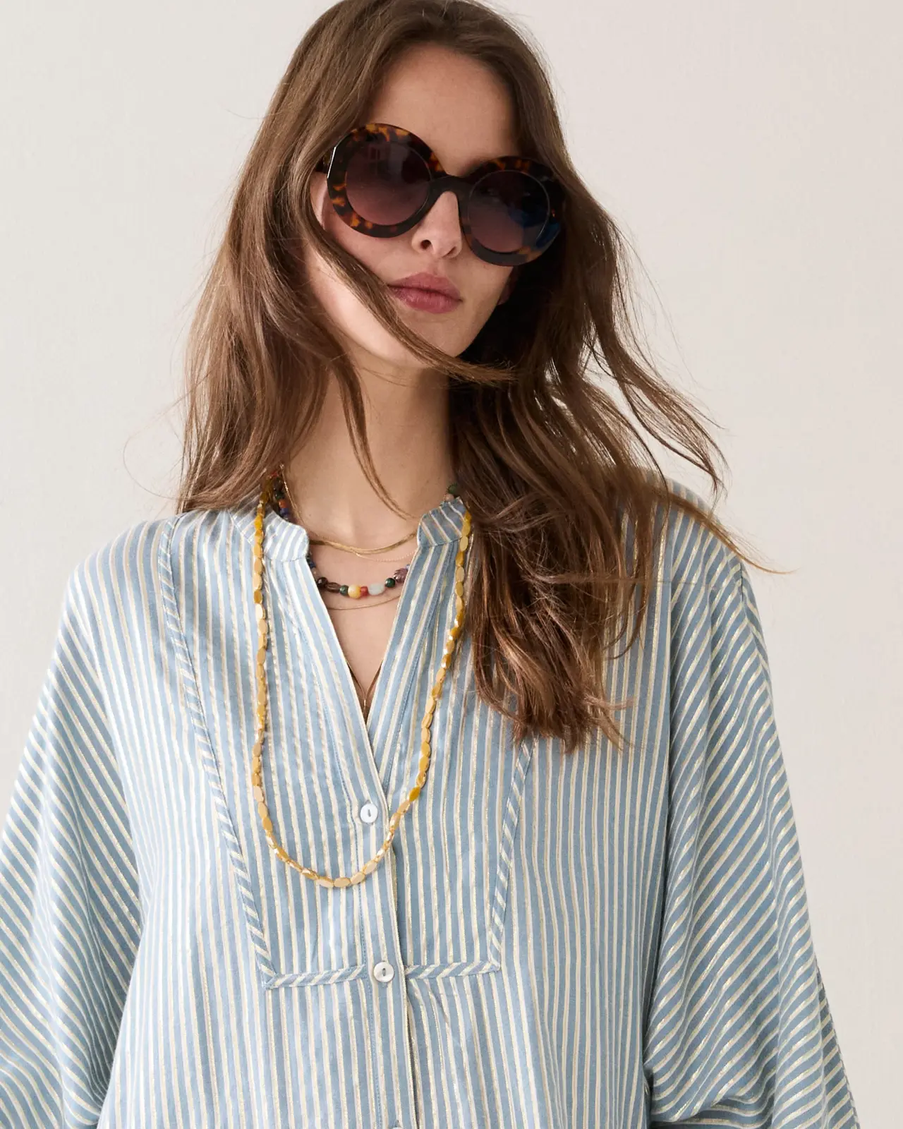 N.Y.A. | Summum Shirtkleid Sommerkleid gestreift blau M