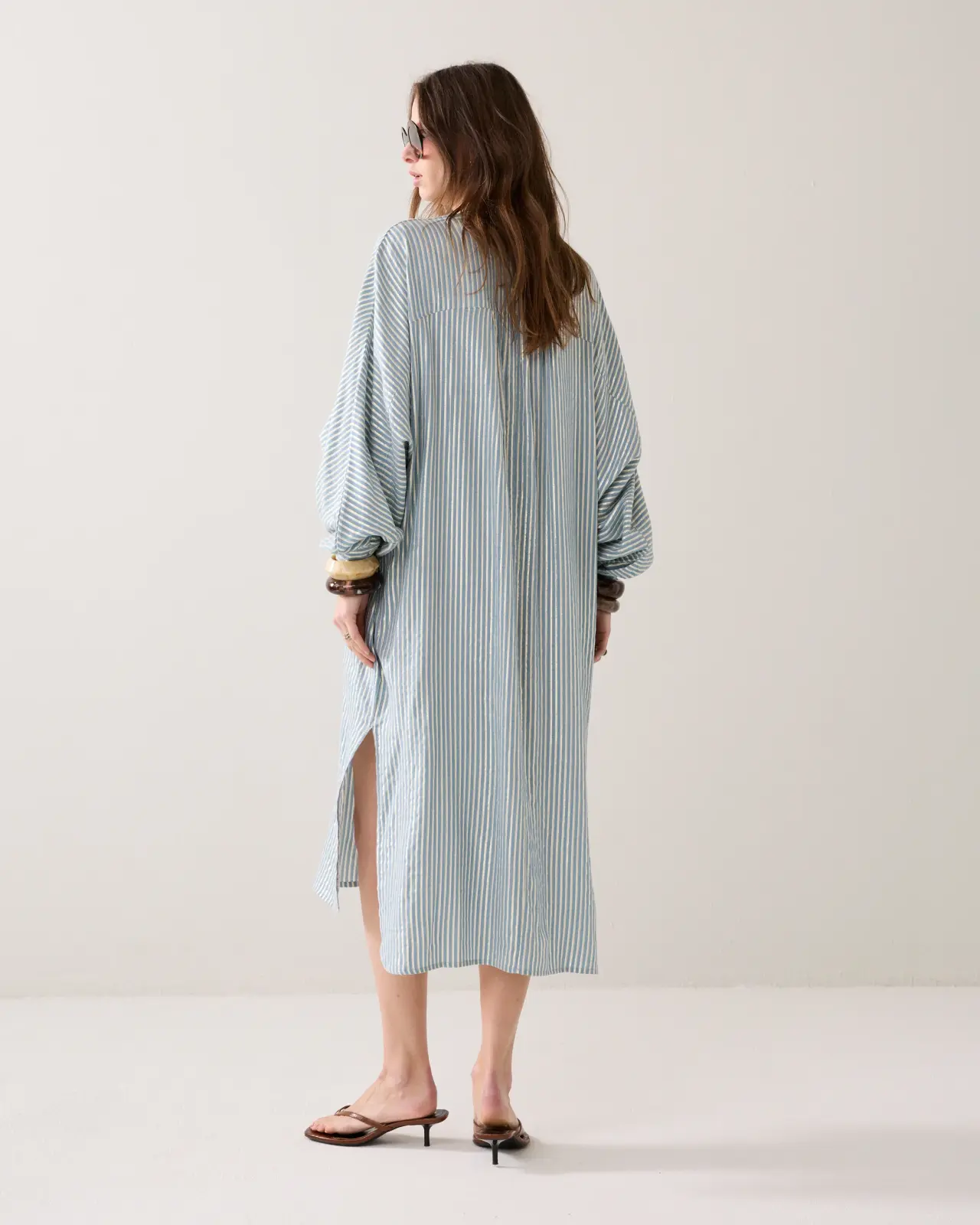 N.Y.A. | Summum Shirtkleid Sommerkleid gestreift blau M
