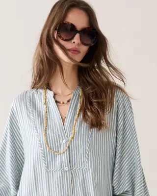 N.Y.A. | Summum Shirtkleid Sommerkleid gestreift blau M