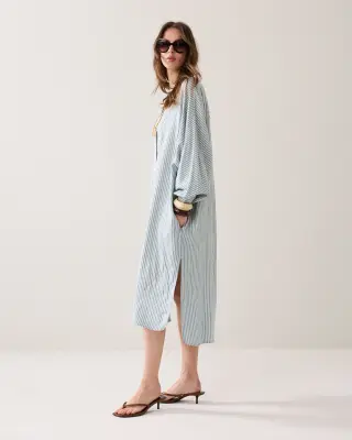 N.Y.A. | Summum Shirtkleid Sommerkleid gestreift blau M