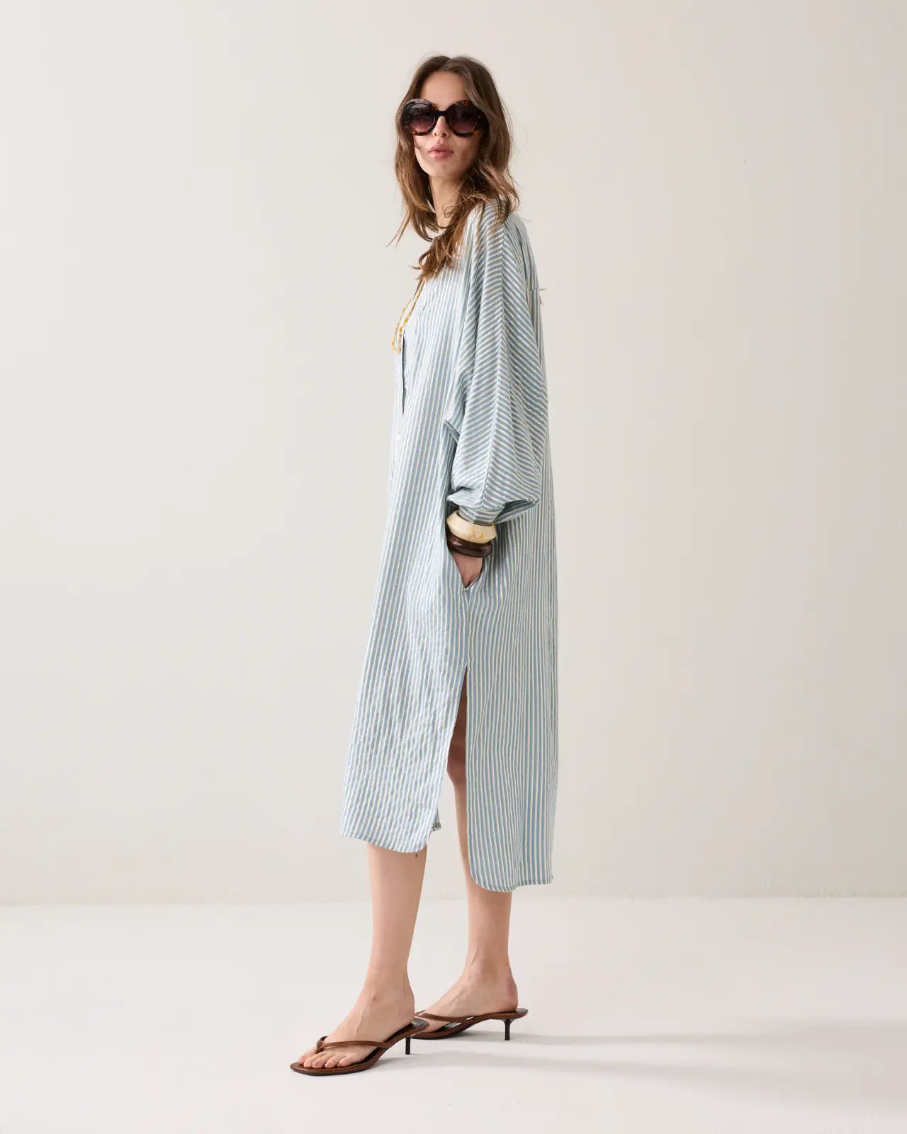 N.Y.A. | Summum Shirtkleid Sommerkleid gestreift blau S