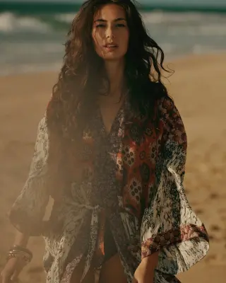N.Y.A. | Summum Kimono-Kleid Print-Mix boho
