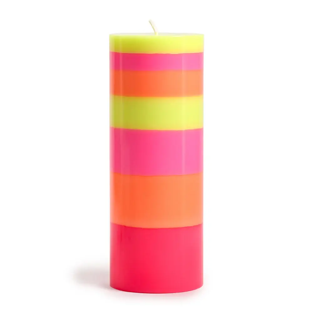 NTG Stumpenkerze "Funky Day" neon pink, orange, gelb