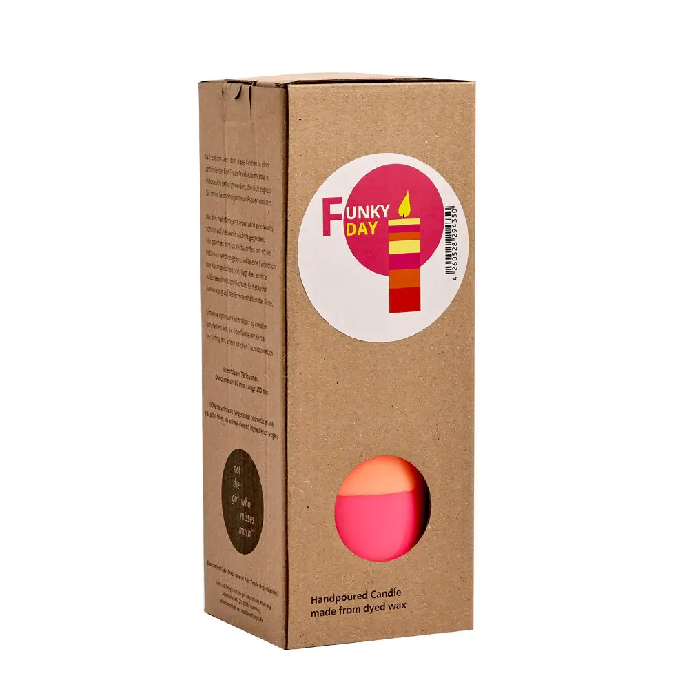 NTG Stumpenkerze "Funky Day" neon pink, orange, gelb