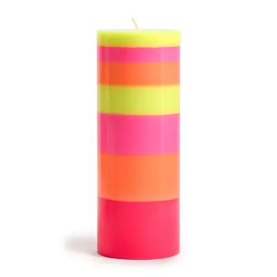 NTG Stumpenkerze "Funky Day" neon pink, orange, gelb