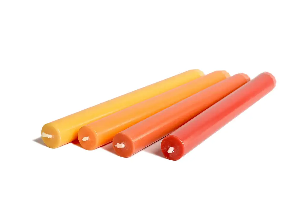 NTG 4er Kerzenset schmale Kerzen mixed colors "Sunset" orange, gelb