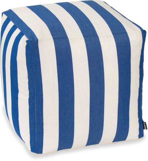 H.O.C.K. Classic Streifen Outdoor Bean Cube Pouf 40x40x40cm royal blau