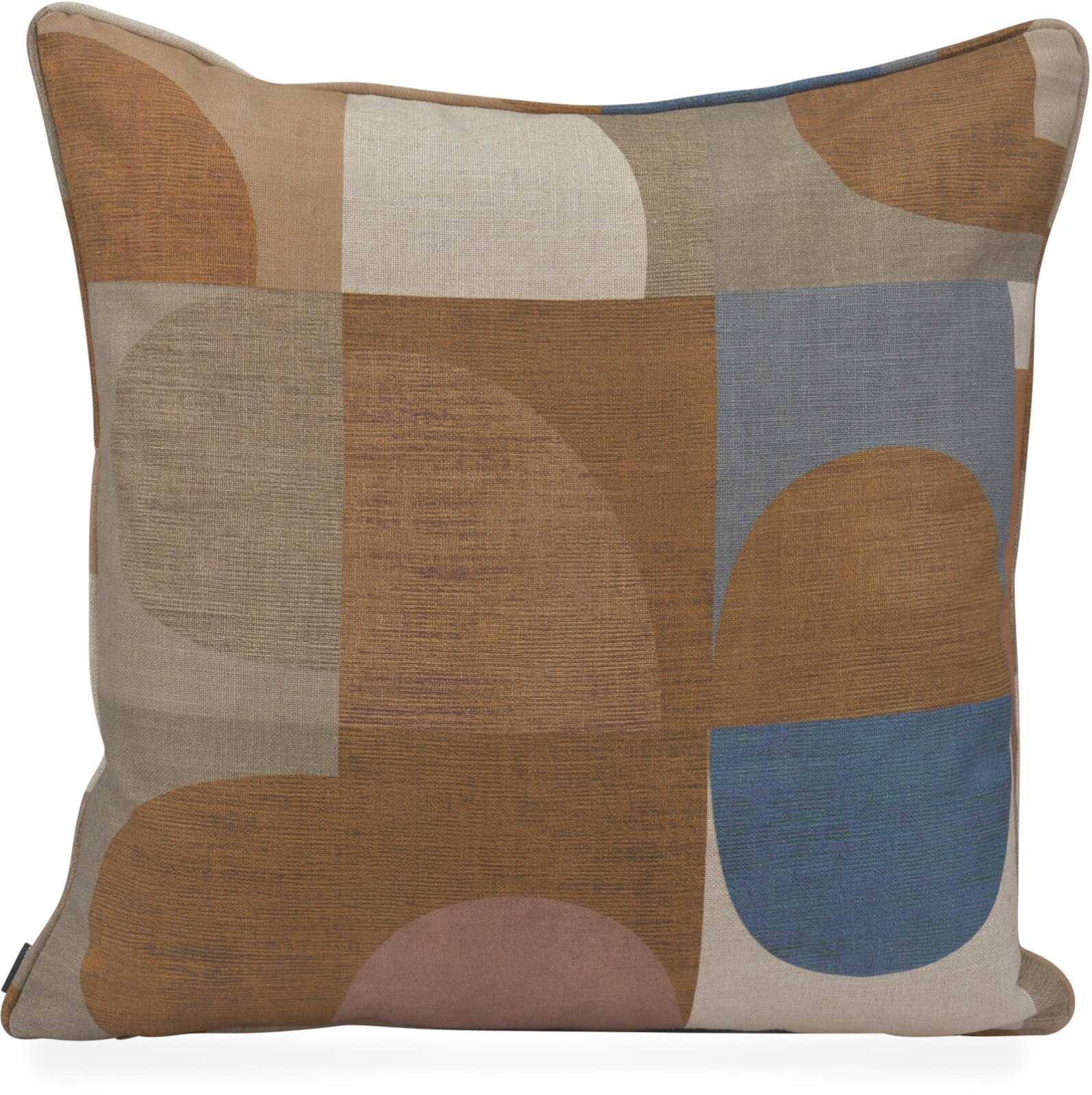 H.O.C.K. Hoppers Rückenkissen 60x60cm mit Keder - Cognac Walnut | Retro-Muster