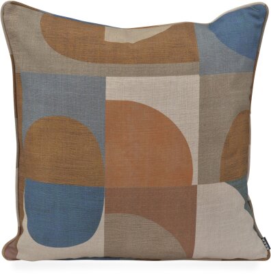 H.O.C.K. Hoppers Rückenkissen 60x60cm mit Keder - Cognac Walnut | Retro-Muster