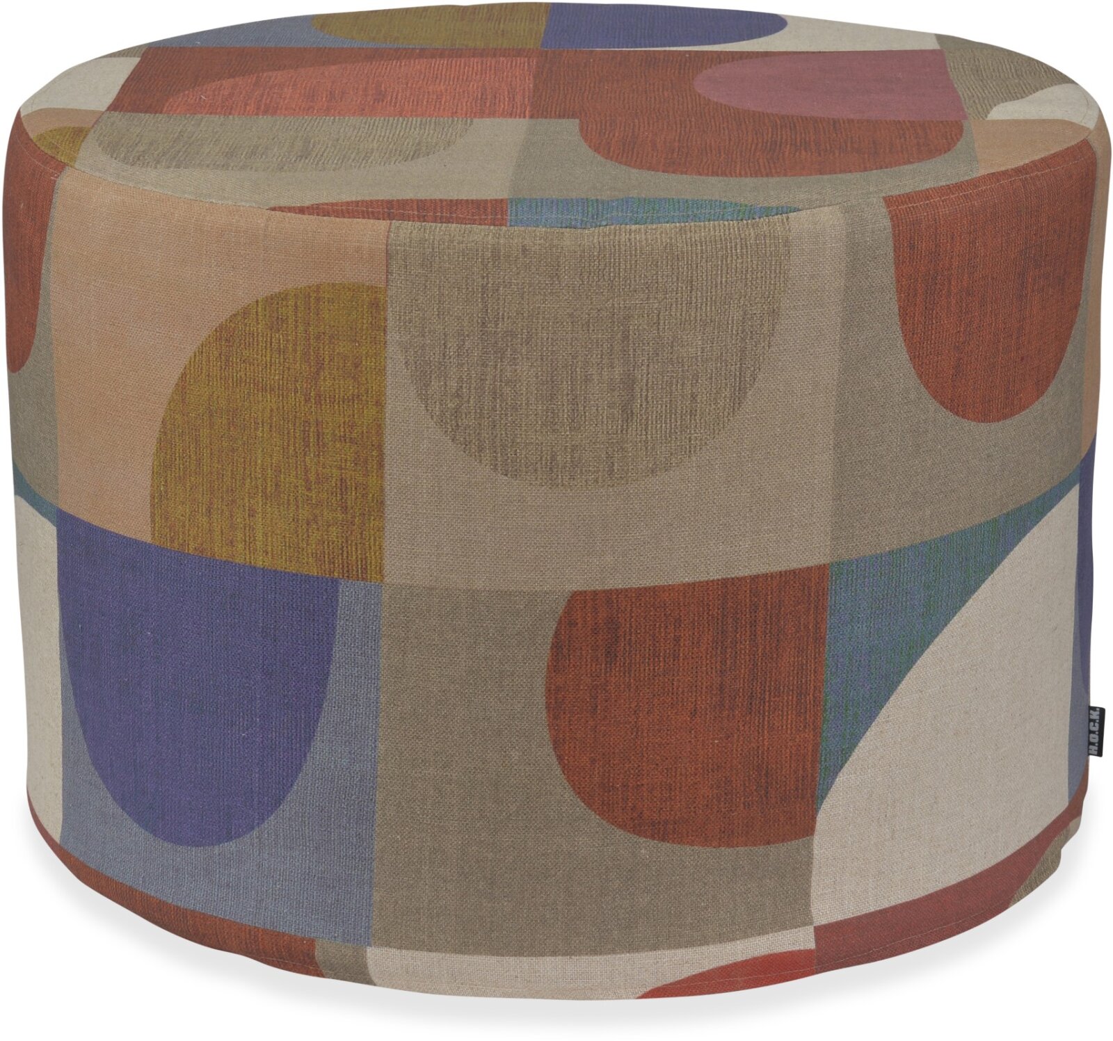 H.O.C.K. Hoppers Hocker rund Pouf ø60x40cm - Burgunder | Retro-Muster