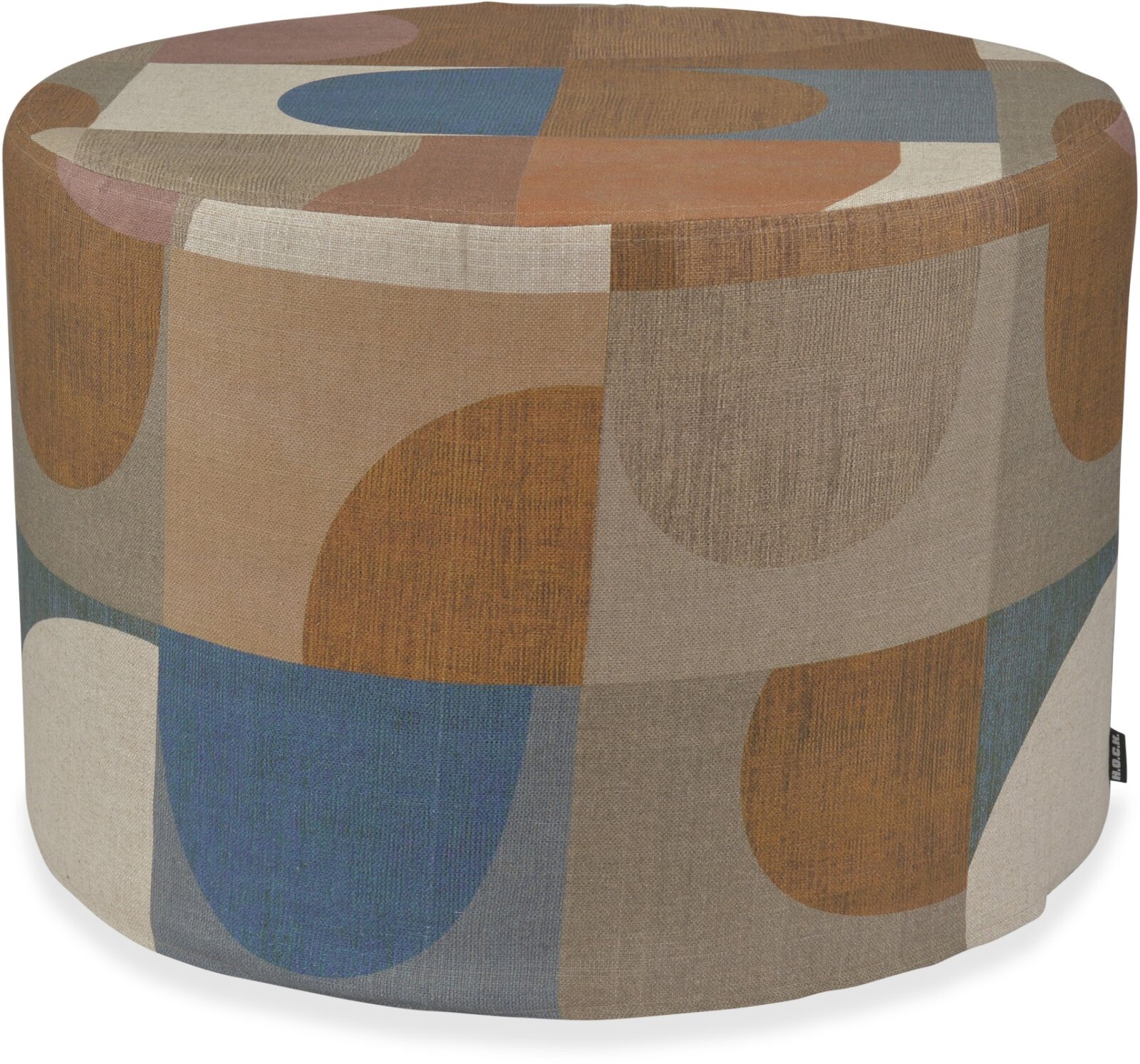 H.O.C.K. Hoppers Hocker rund Pouf ø60x40cm - Cognac Walnut | Retro-Muster