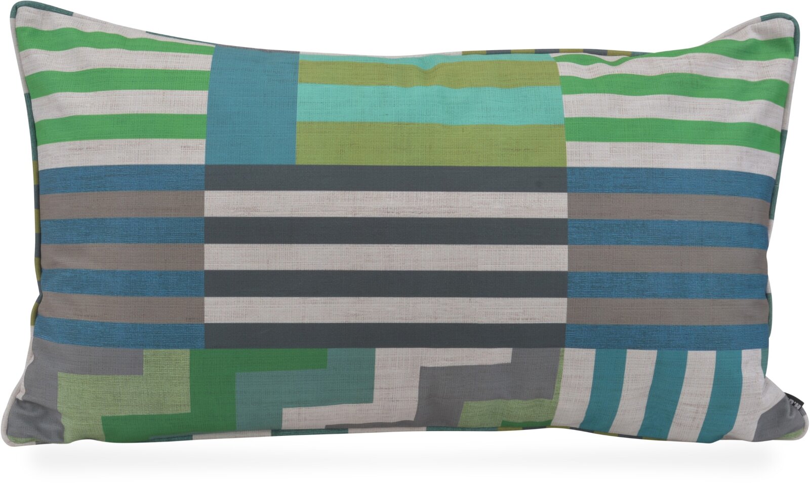 H.O.C.K. Cabana Stripes Dekokissen 70x40cm grün mit Keder | Patchwork-Muster
