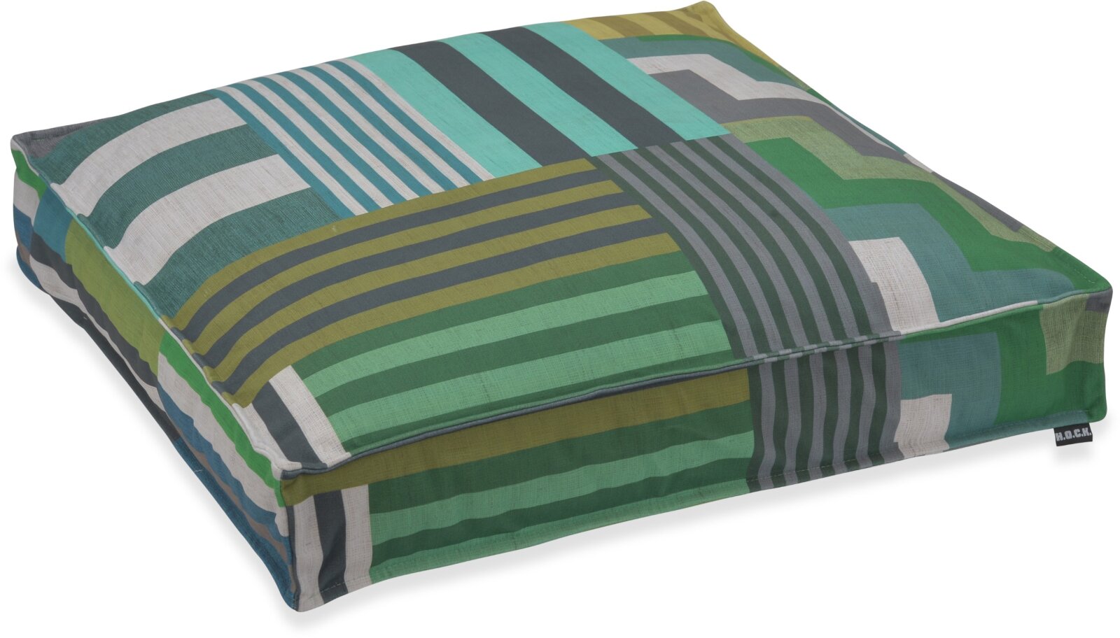 H.O.C.K. Cabana Stripes Bodenkissen BODO 60x60x10cm grün | Patchwork-Muster