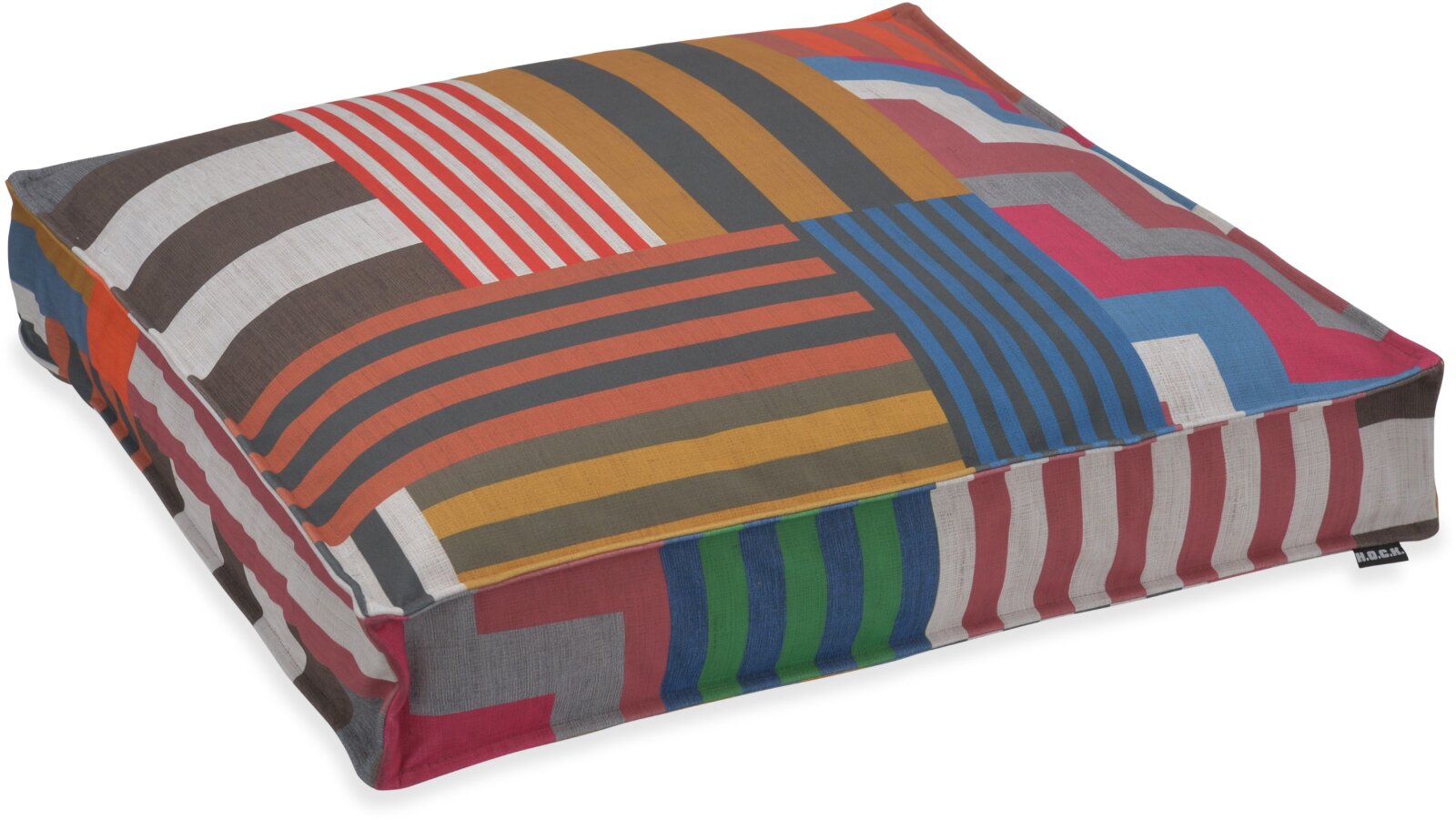 H.O.C.K. Cabana Stripes Bodenkissen BODO 60x60x10cm colorful bunt | Patchwork-Muster
