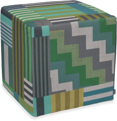 H.O.C.K. Cabana Stripes Hocker Cube 45x45x45cm grün...