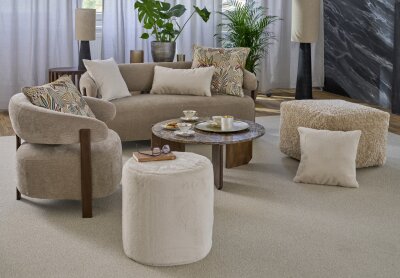 H.O.C.K. Mellow Hocker Bean Cube 60x60x40cm - Beige Teddyplüsch