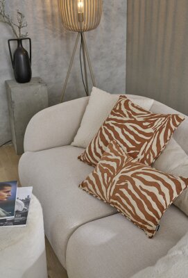 H.O.C.K. Zari Kissen 50x50cm mit Keder - Terra Beige Zebra Muster