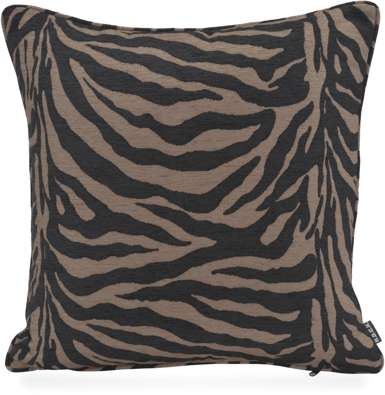 H.O.C.K. Zari Kissen 50x50cm mit Keder - Schwarz Taupe Zebra Muster