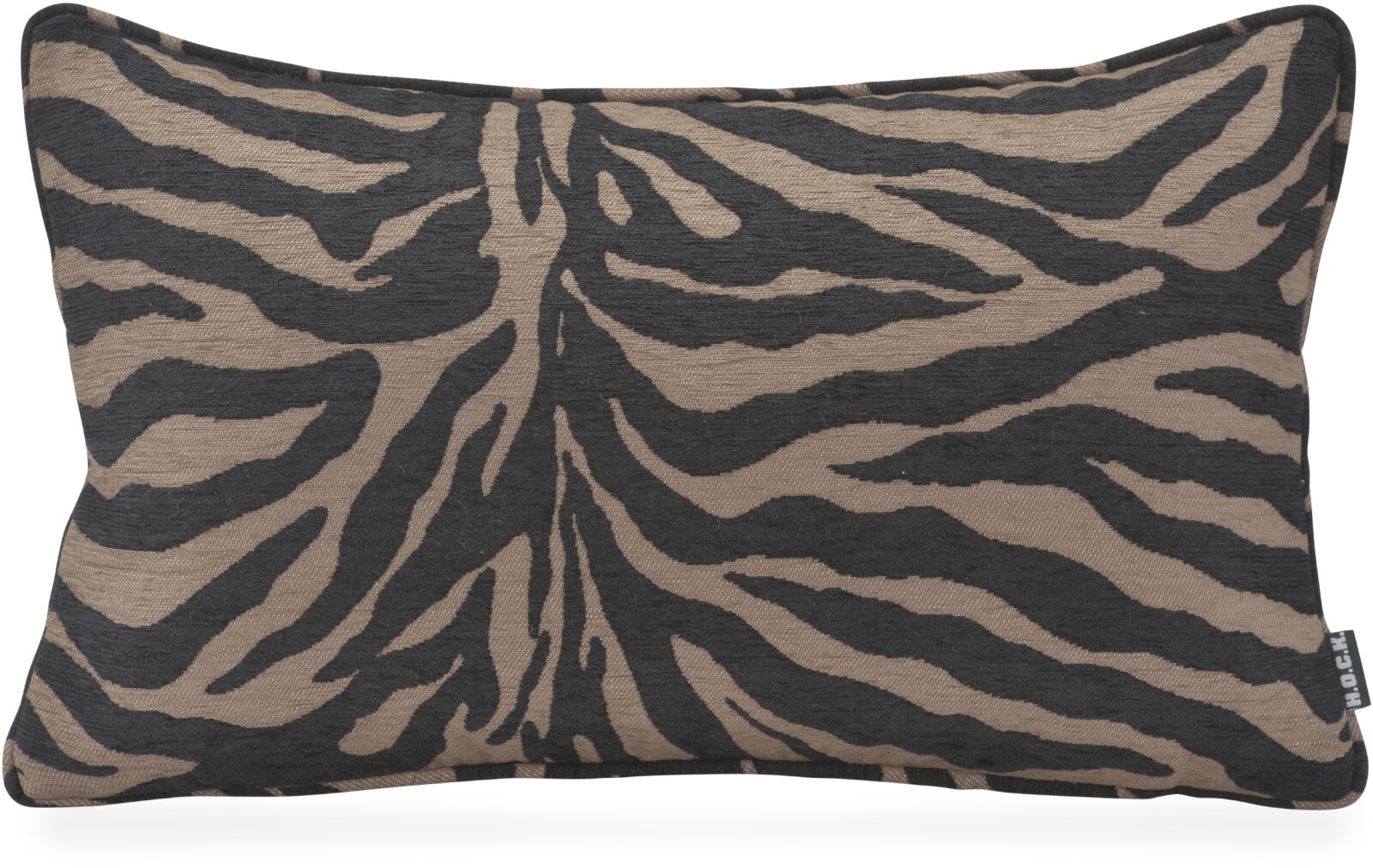H.O.C.K. Zari Kissen 50x30cm mit Keder - Schwarz Taupe Zebra Muster