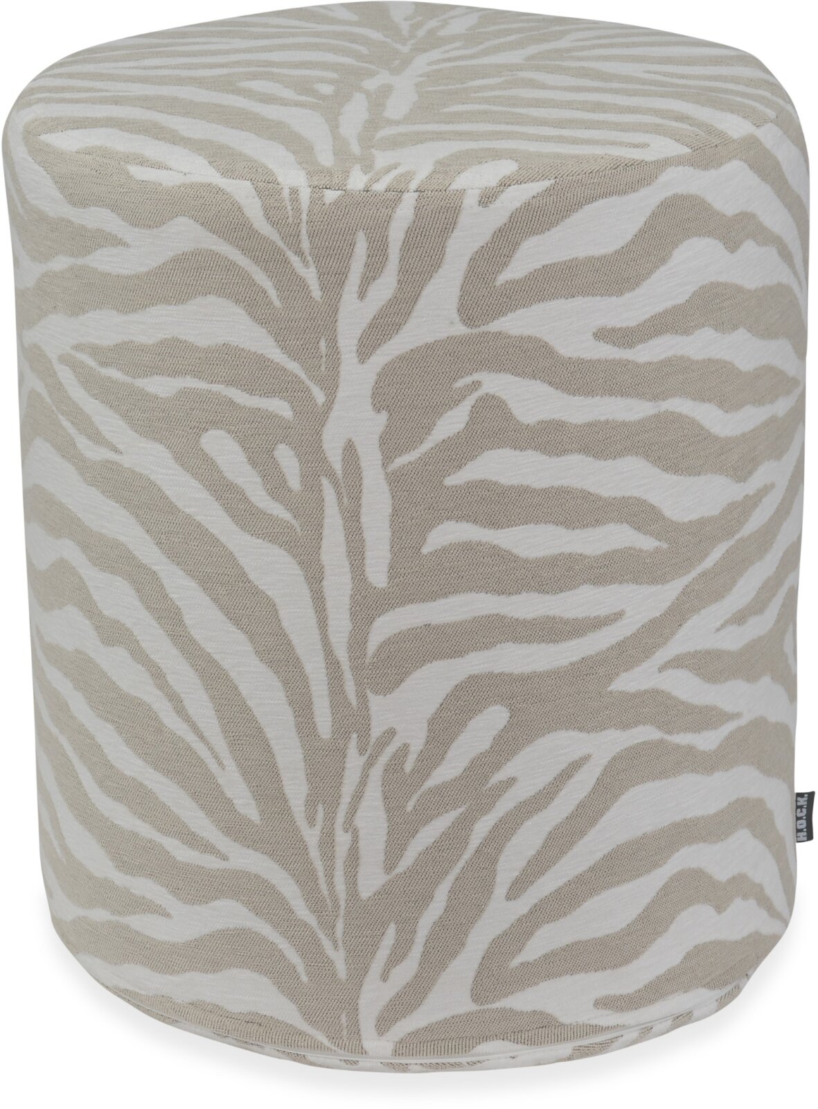 H.O.C.K. Zari Hocker Pouf ø40x45cm rund - Beige Weiß Zebra Muster