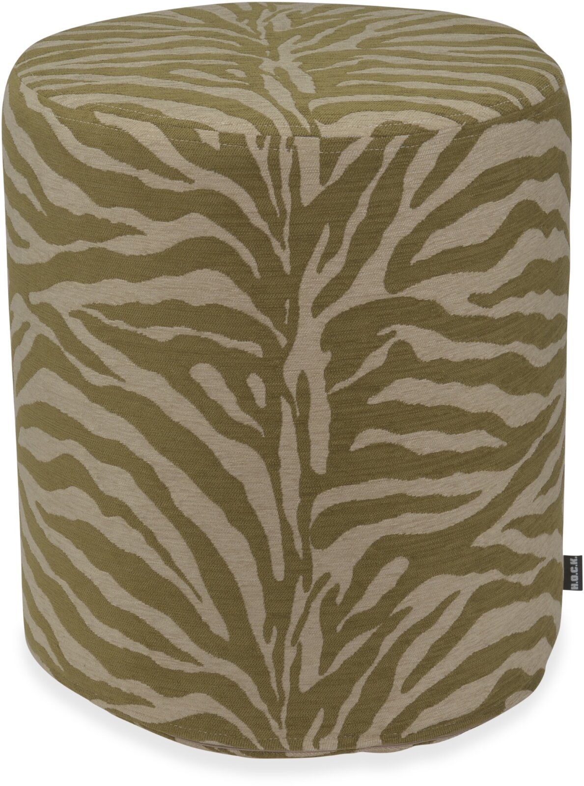 H.O.C.K. Zari Hocker Pouf ø40x45cm rund - Olive Taupe Zebra Muster