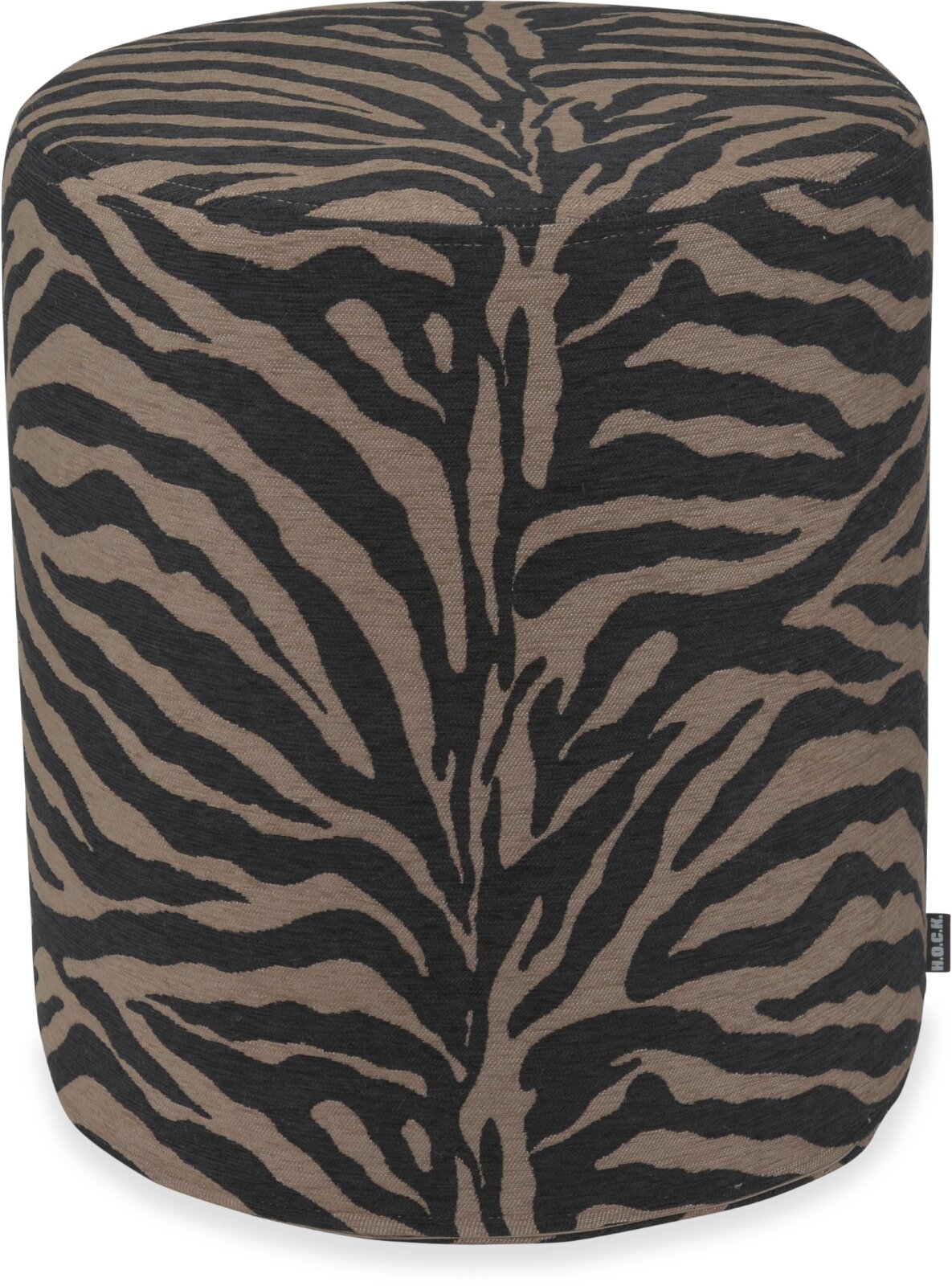 H.O.C.K. Zari Hocker Pouf ø40x45cm rund - Schwarz Taupe Zebra Muster