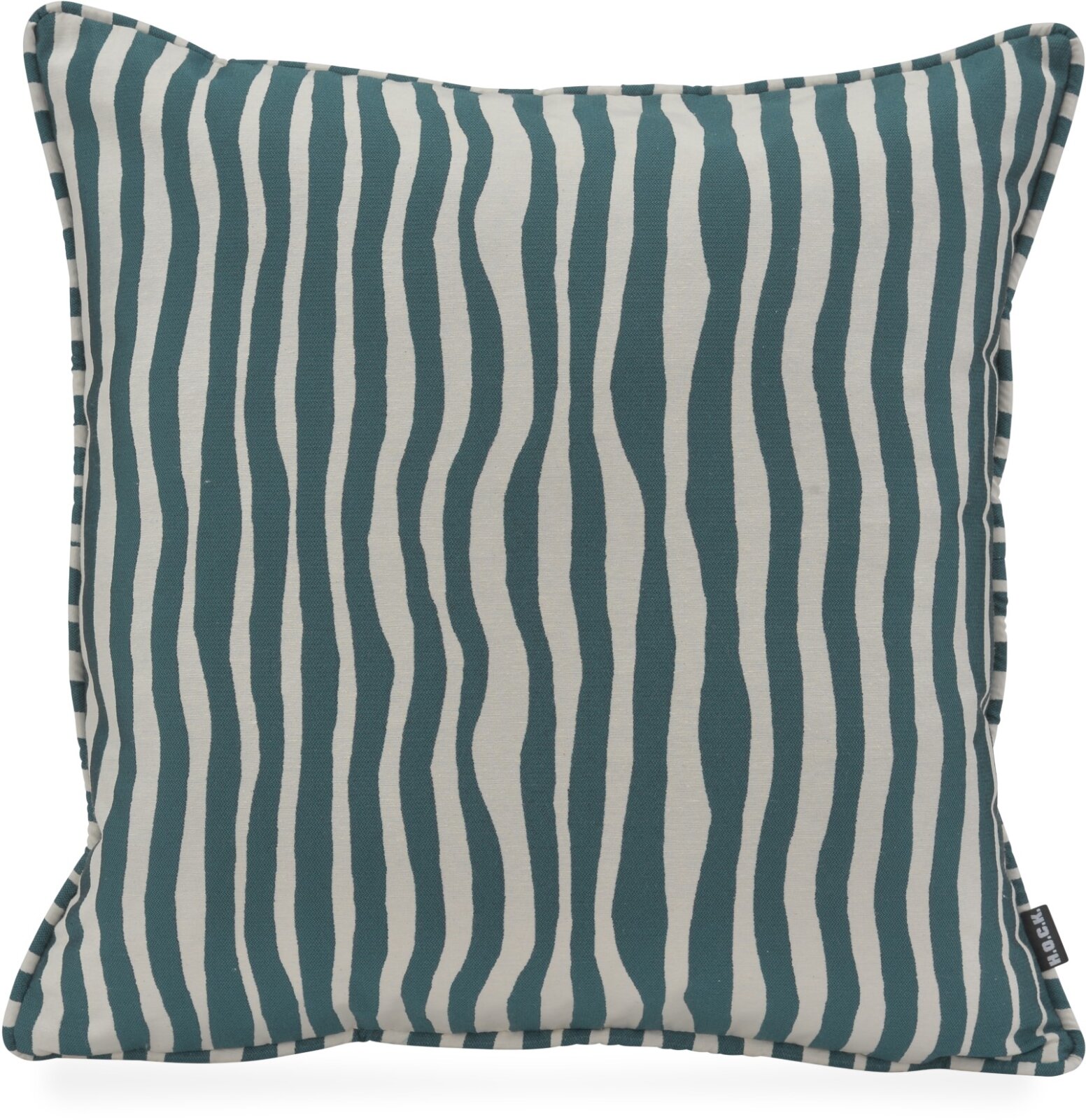H.O.C.K. Riazza Kissen 50x50cm mit Keder - Flaschengrün Streifenmuster Wellenstreifen