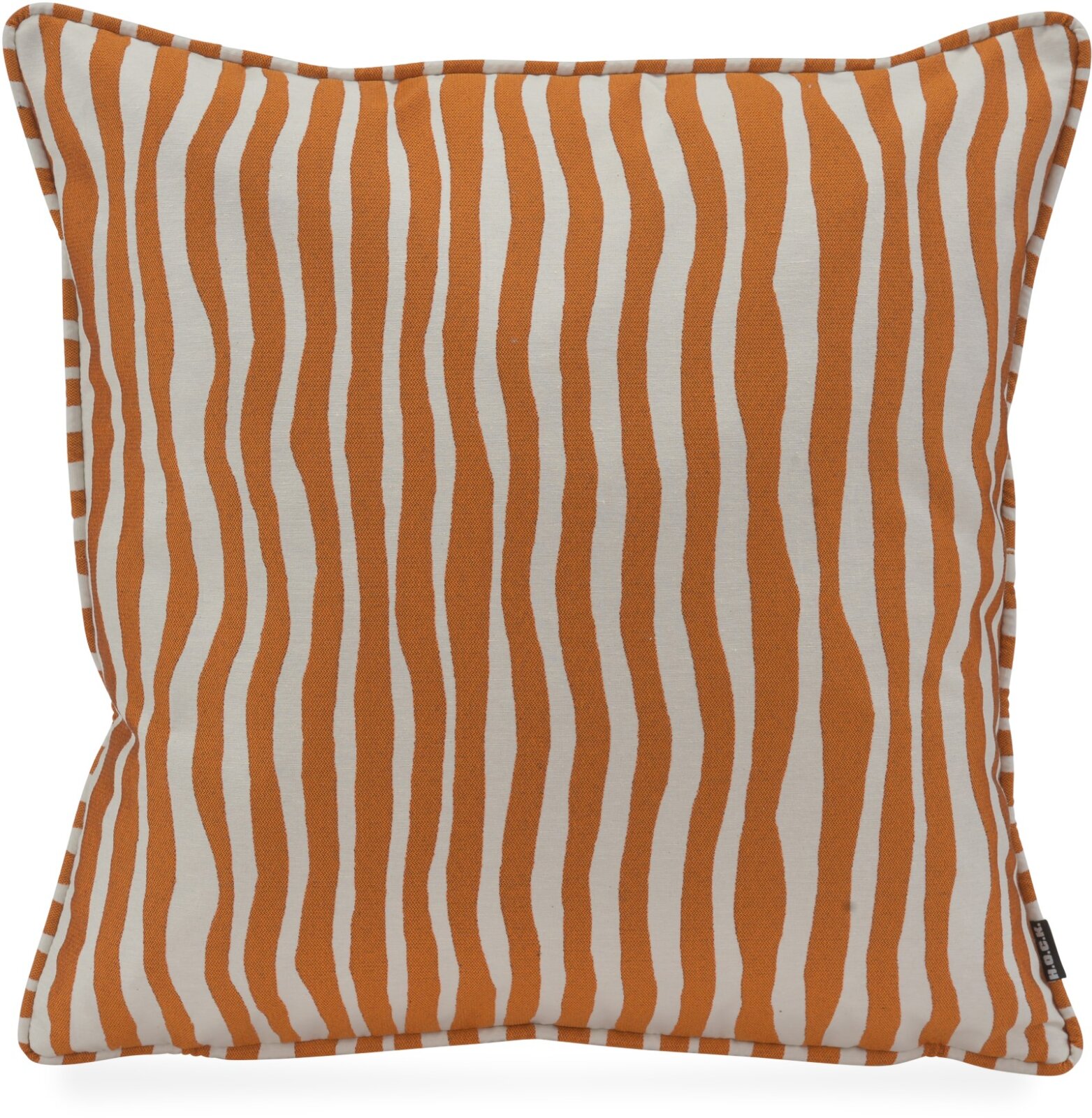 H.O.C.K. Riazza Kissen 50x50cm mit Keder - Orange Terra Streifenmuster Wellenstreifen